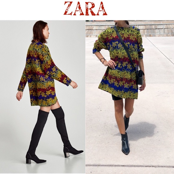 Zara Dresses & Skirts - Zara Embroidered sweater dress